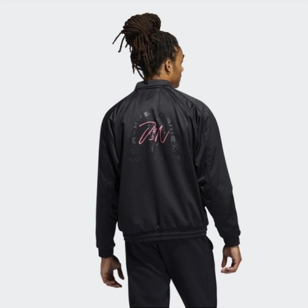NWT Adidas Black/Pink Dame DOLLA EXTPLY Satin Snap Front Jacket S - Picture 4 of 6